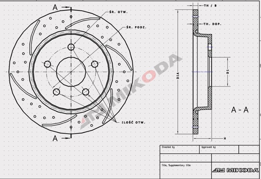 MIKODA 0314S: Piduriketas Ø: 257mm, piludega/augustatud, Ø: 257mm GT