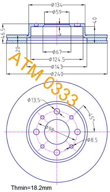 MIKODA 0333: Piduriketas Ø: 240mm, õhutusega, Ø: 240mm