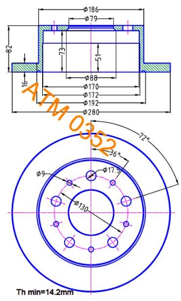 MIKODA 0352: Bremseskive Ø: 280mm, fuldstændigt, Ø: 280mm