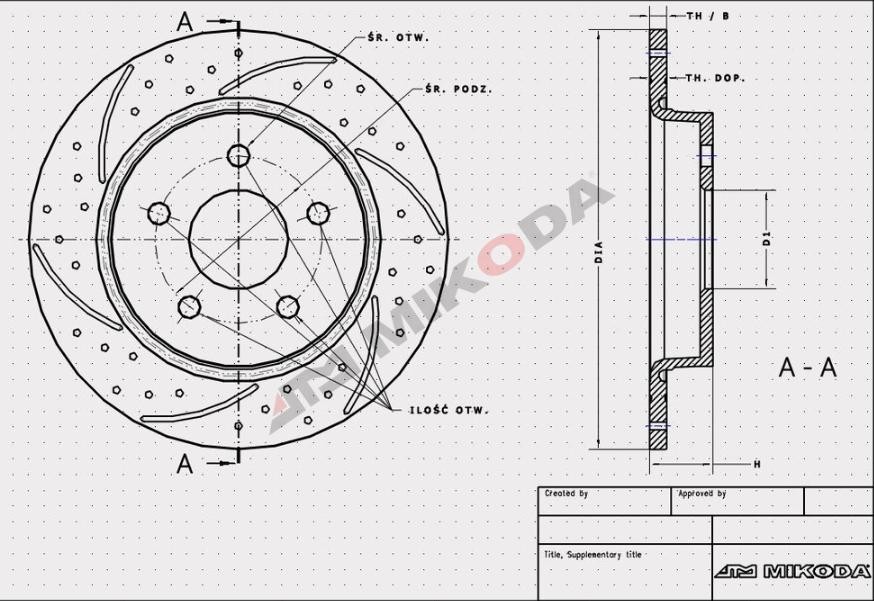 MIKODA 0368S: Féktárcsa Ø: 280,0mm, réselt/lyuggatott, Ø: 280,0mm GT