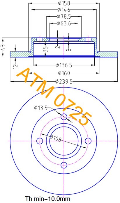 MIKODA 0725: Piduriketas Ø: 240mm, täis, Ø: 240mm
