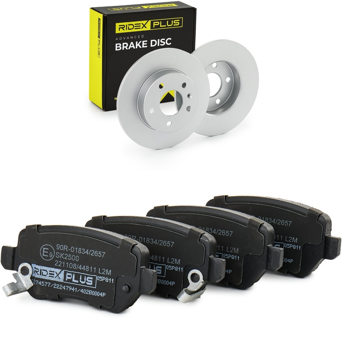 RIDEX PLUS 3405B0005P: Pidurikomplekt, ketaspidur Tagasild, Ø: 264mm, täis