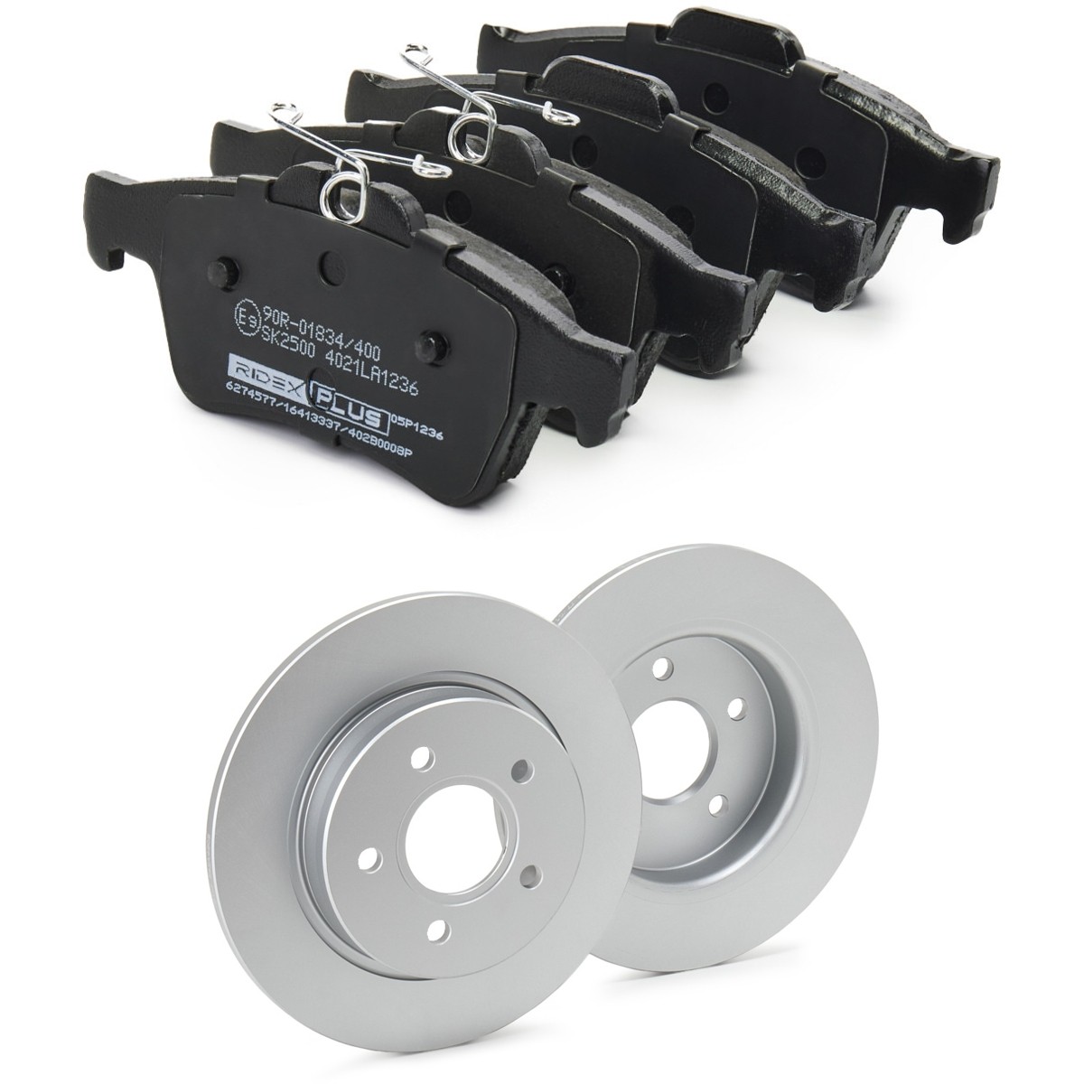 RIDEX PLUS 3405B0116P: Pidurikomplekt, ketaspidur Tagasild, Ø: 271mm, täis, koos kokkusurumisvastase plekiga