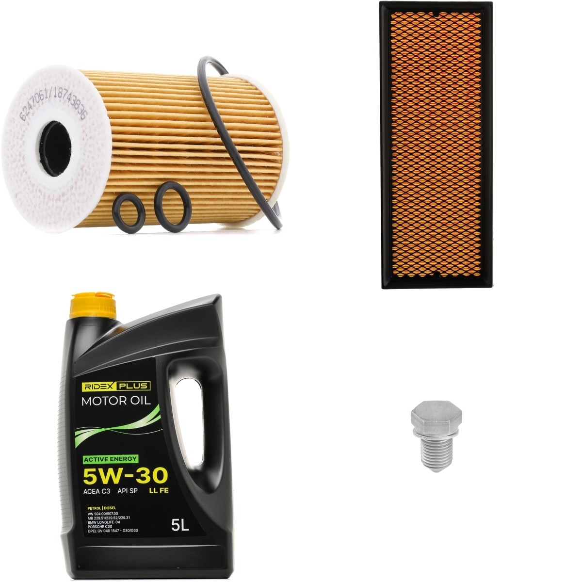 RIDEX PLUS 100374T0230P: Set filtri con olio motore