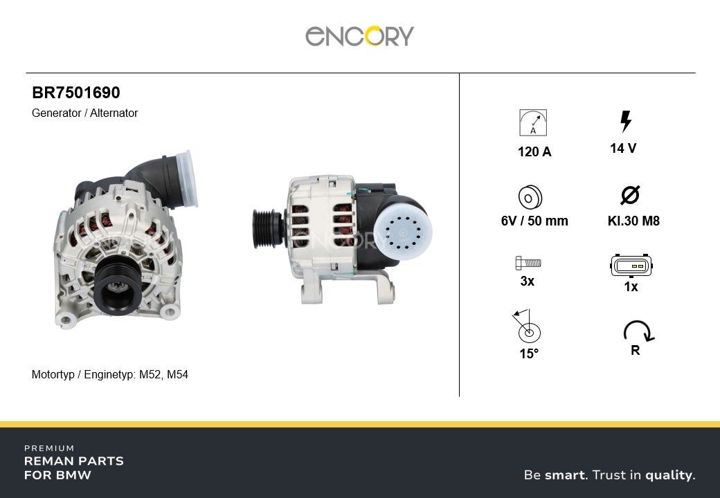 ENCORY BR7501690: Alternator 120A
