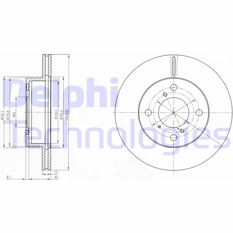 DELPHI BG3499: Piduriketas Ø: 232mm, õhutusega, Ø: 232mm, õlitatud