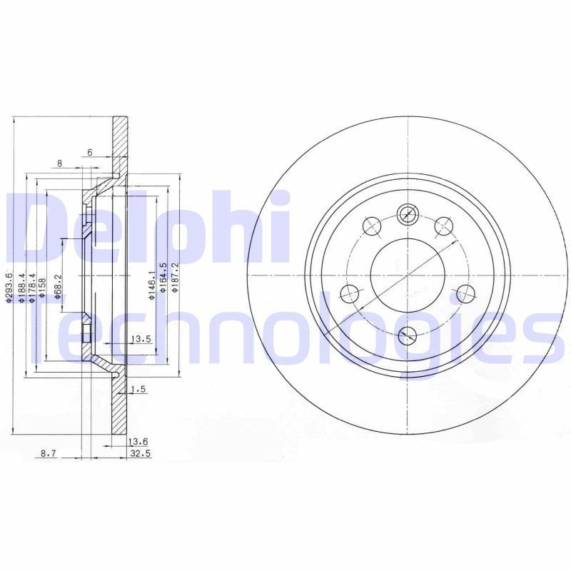 DELPHI BG3518: Stabdžių diskas Ø: 294mm, visiškai, Ø: 294mm, padengta alyva