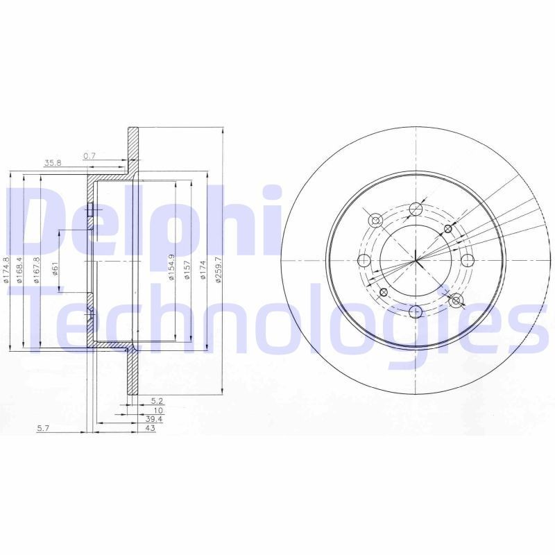 DELPHI BG3793: Piduriketas Ø: 260mm, täis, Ø: 260mm, õlitatud