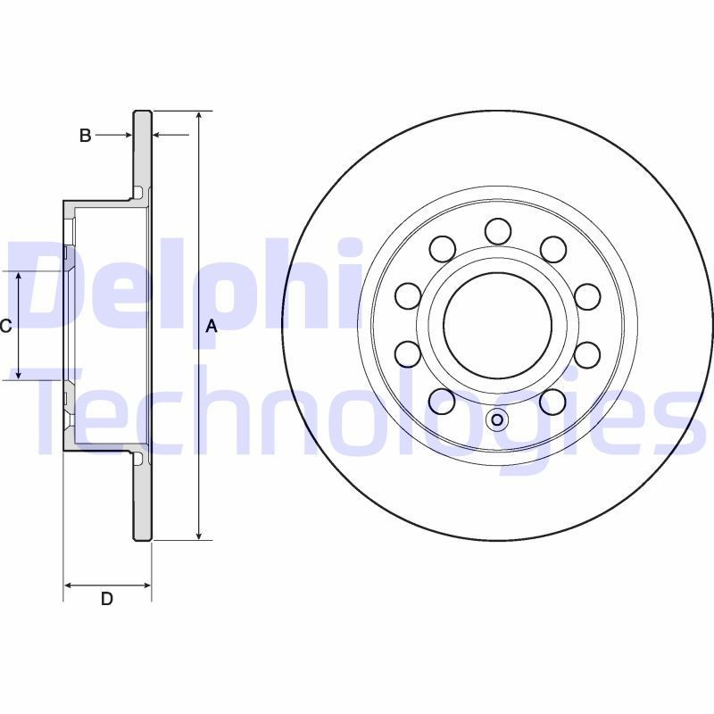 DELPHI BG3834: Disque de frein Ø: 255mm, plein, Ø: 255mm