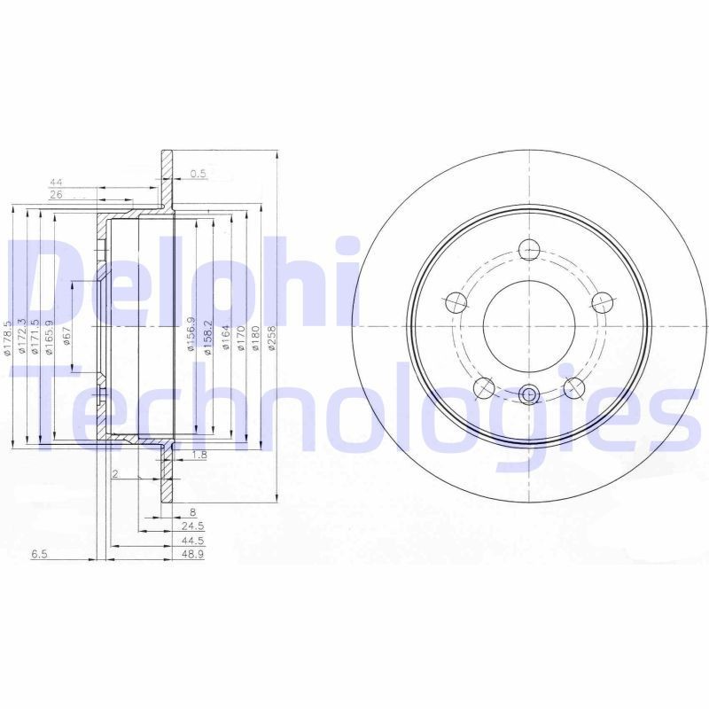 DELPHI BG3910: Piduriketas Ø: 258mm, täis, Ø: 258mm