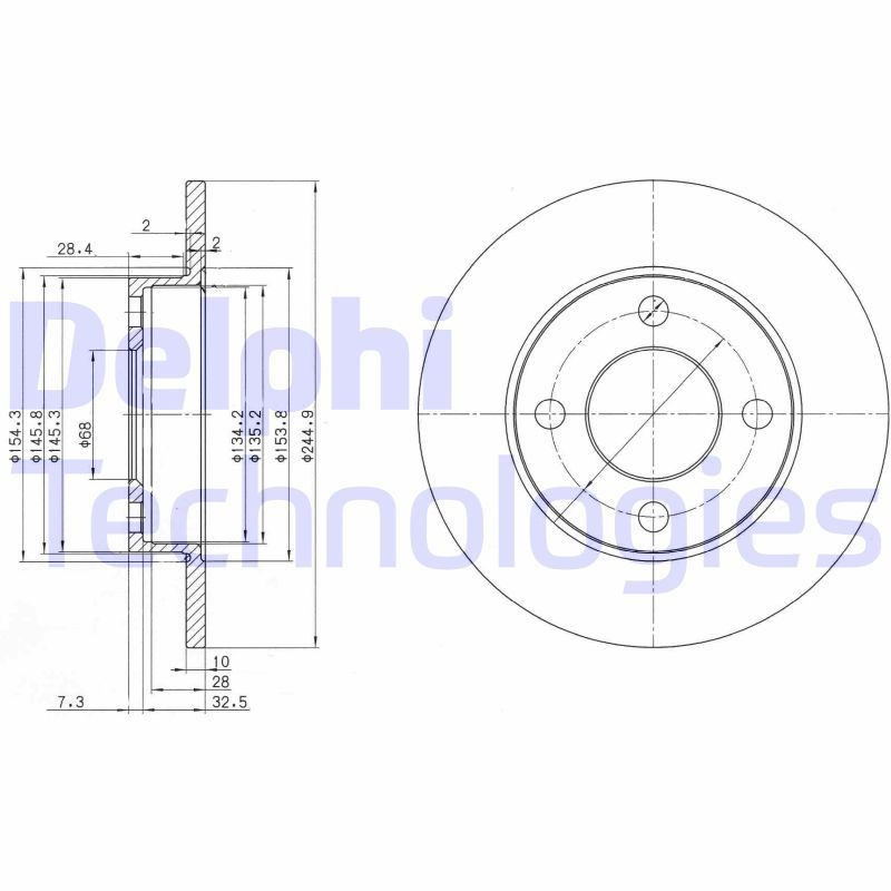 DELPHI BG2517: Piduriketas Ø: 245mm, täis, Ø: 245mm, õlitatud