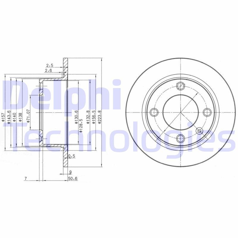 DELPHI BG2691: Piduriketas Ø: 224mm, täis, Ø: 224mm, õlitatud