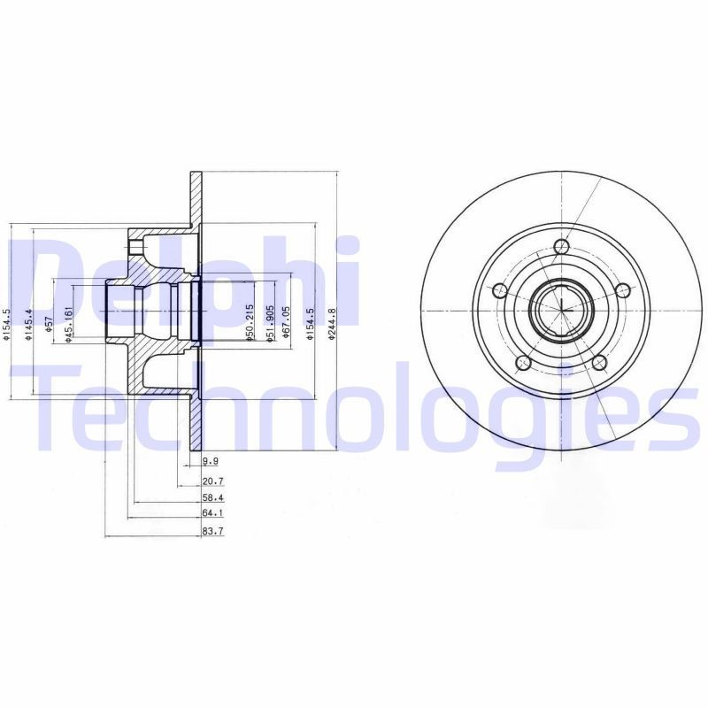 DELPHI BG3030: Bromsskiva Ø: 245mm, full, Ø: 245mm, oljad
