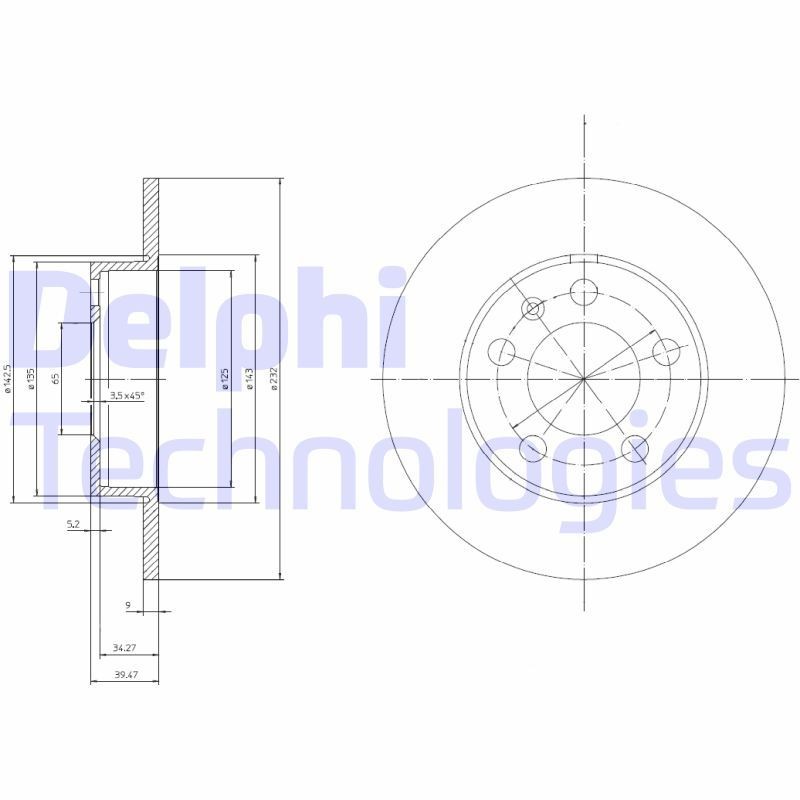 DELPHI BG3034: Δισκόπλακα Ø: 232mm, πλήρες, Ø: 232mm