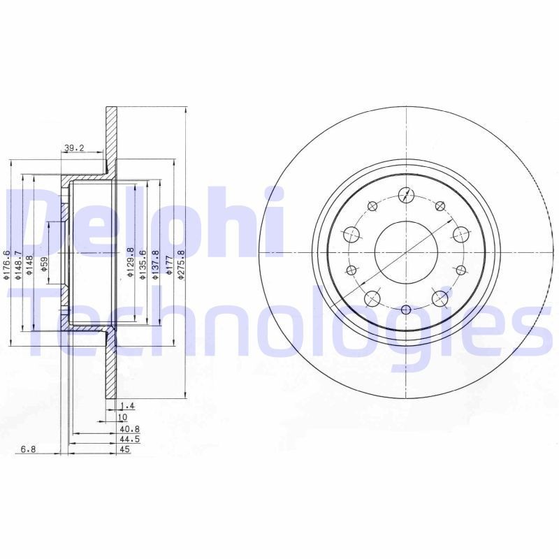 DELPHI BG3076: Piduriketas Ø: 276mm, täis, Ø: 276mm, õlitatud