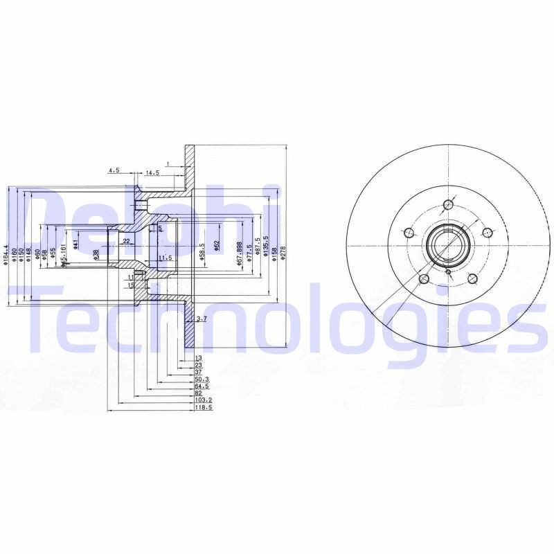 DELPHI BG310: Δισκόπλακα Ø: 278mm, πλήρες, Ø: 278mm, λαδωμένο