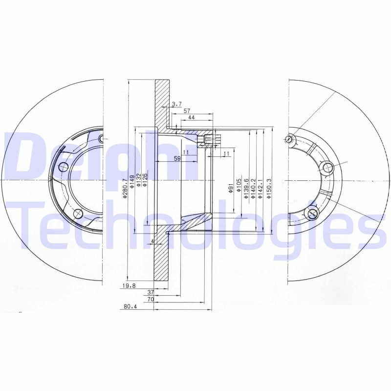 DELPHI BG2163: Piduriketas Ø: 281mm, täis, Ø: 281mm, õlitatud