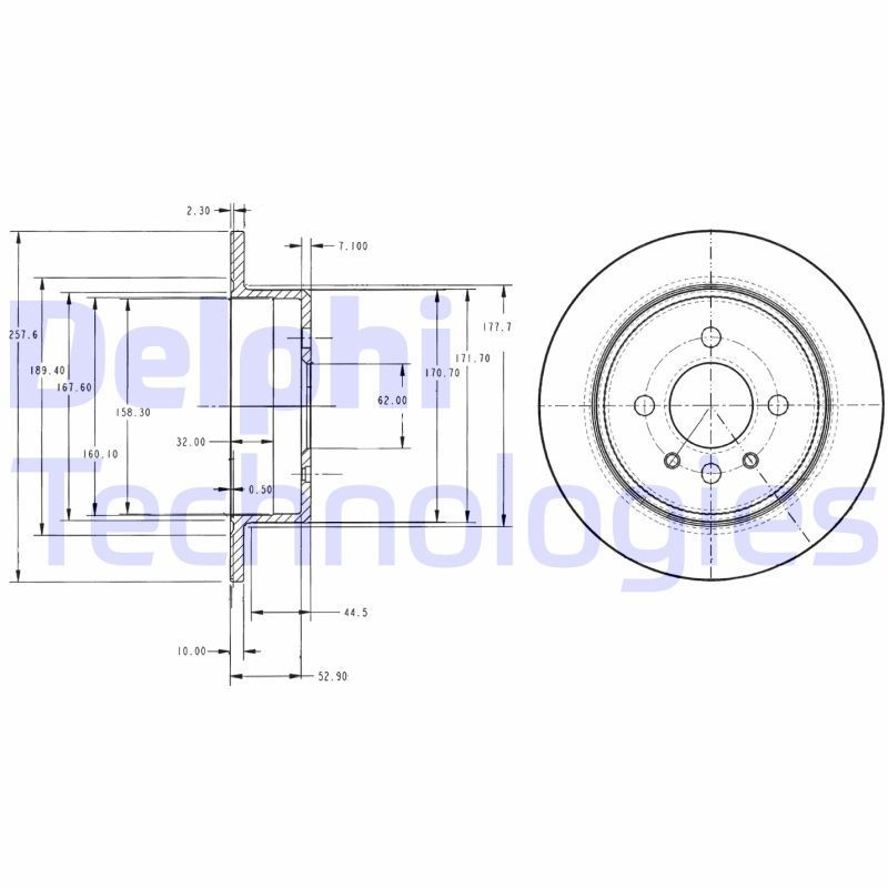 DELPHI BG2202: Bromsskiva Ø: 258mm, full, Ø: 258mm, oljad