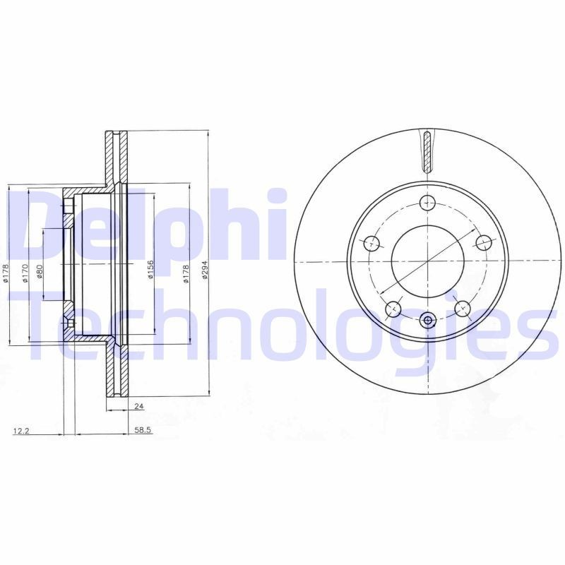DELPHI BG4023: Stabdžių diskas Ø: 294mm, ventiliuojama, Ø: 294mm, padengta alyva