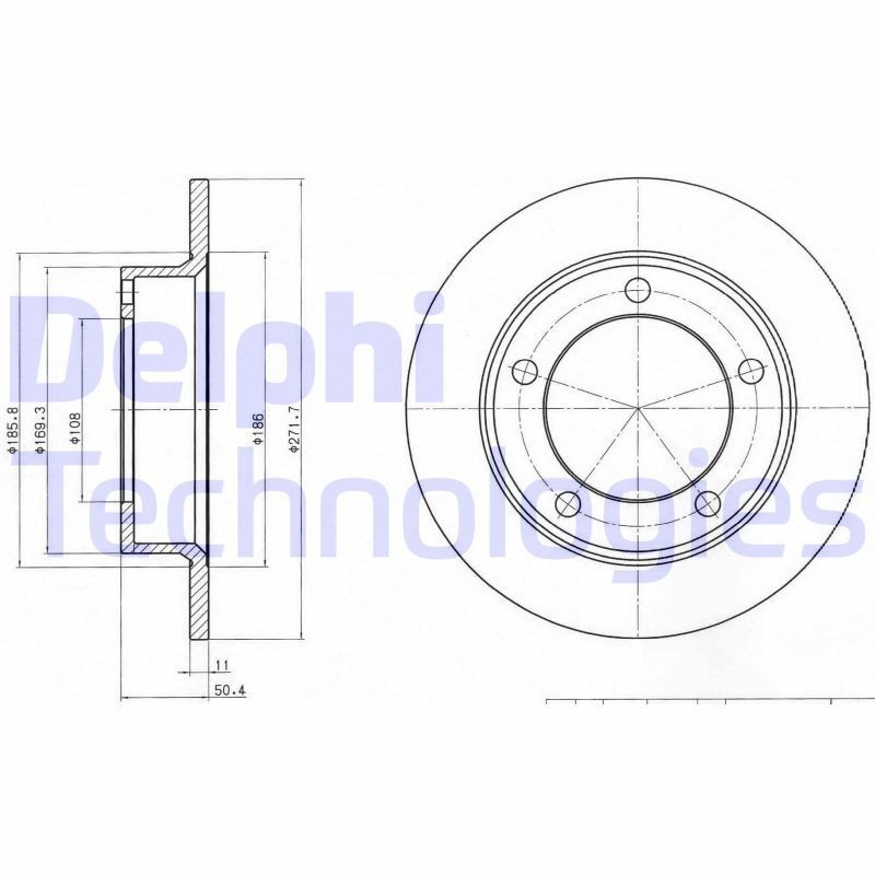 DELPHI BG2208: Brzdový kotouč R: 272mm, plný, R: 272mm, olejováno