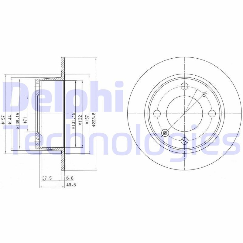 DELPHI BG2220: Bremseskive Ø: 224mm, fuldstændigt, Ø: 224mm