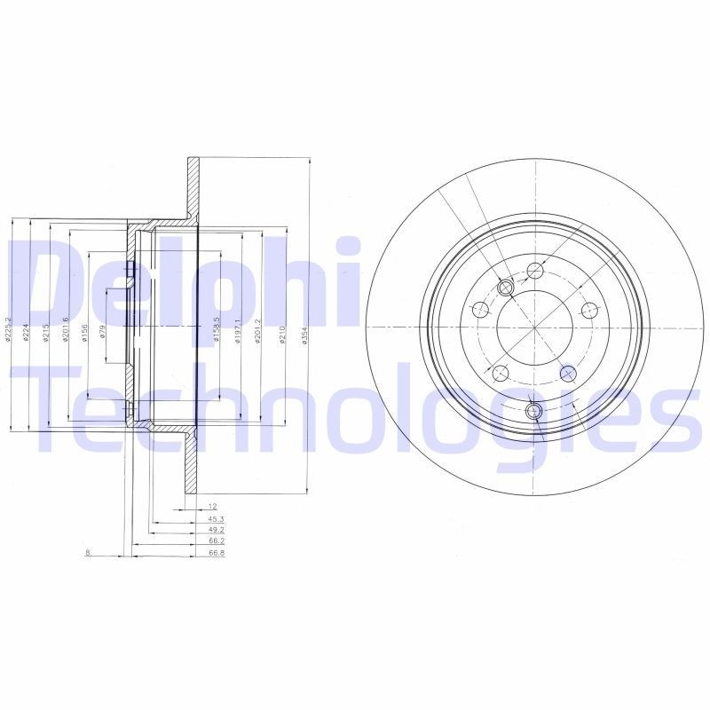 DELPHI BG4066: Brzdový kotouč R: 354mm, plný, R: 354mm, olejováno