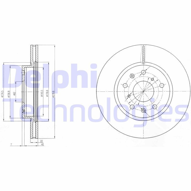 DELPHI BG4093: Stabdžių diskas Ø: 280mm, ventiliuojama, Ø: 280mm, padengta alyva