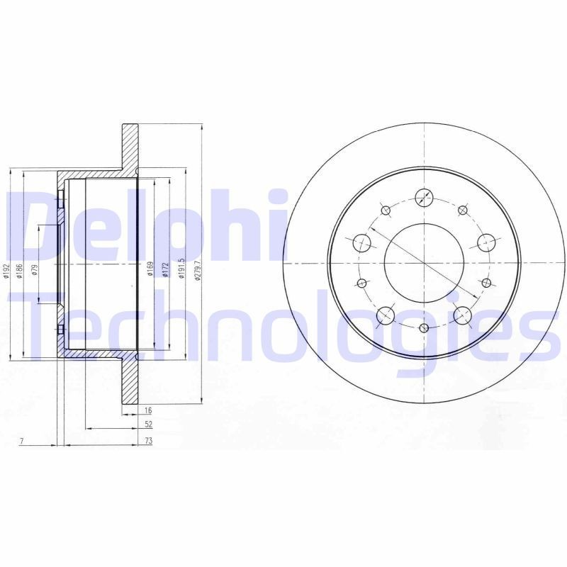 DELPHI BG4099: Bremseskive Ø: 280mm, fuldstændigt, Ø: 280mm, olieret