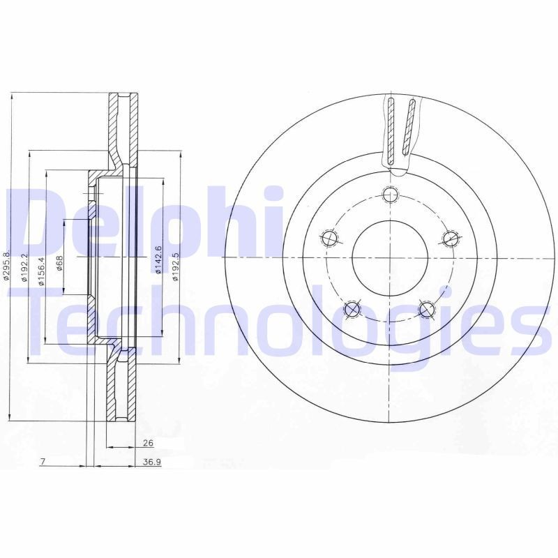 DELPHI BG4109: Bremžu diski Ø: 296mm, ventilējams, Ø: 296mm, ieeļļots