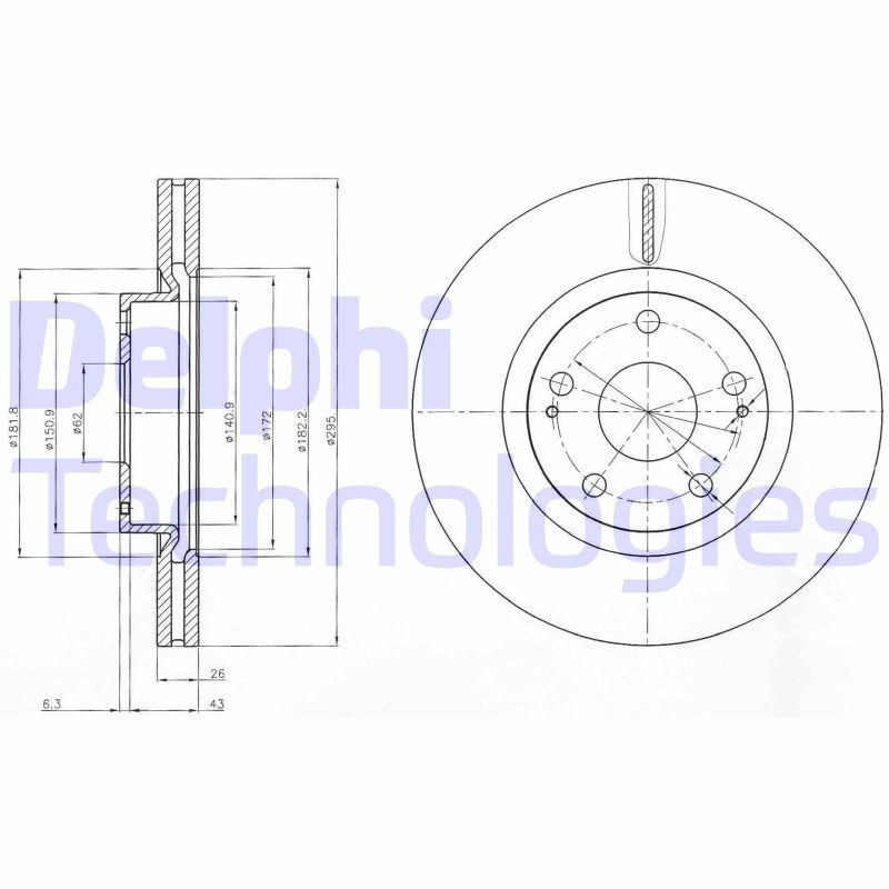 DELPHI BG4113: Piduriketas Ø: 295mm, õhutusega, Ø: 295mm, õlitatud