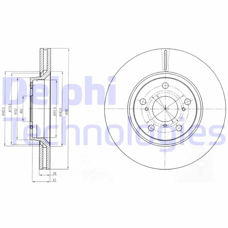 DELPHI BG4236: Piduriketas Ø: 295mm, õhutusega, Ø: 295mm