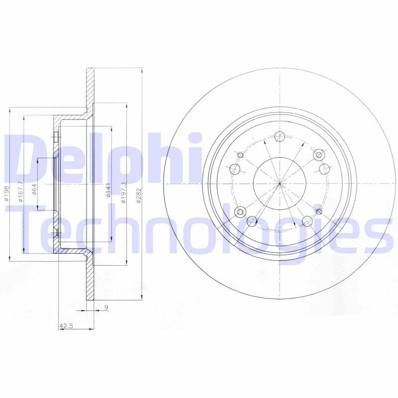 DELPHI BG4249: Disco de freno Ø: 282mm, macizo, Ø: 282mm, aceitado