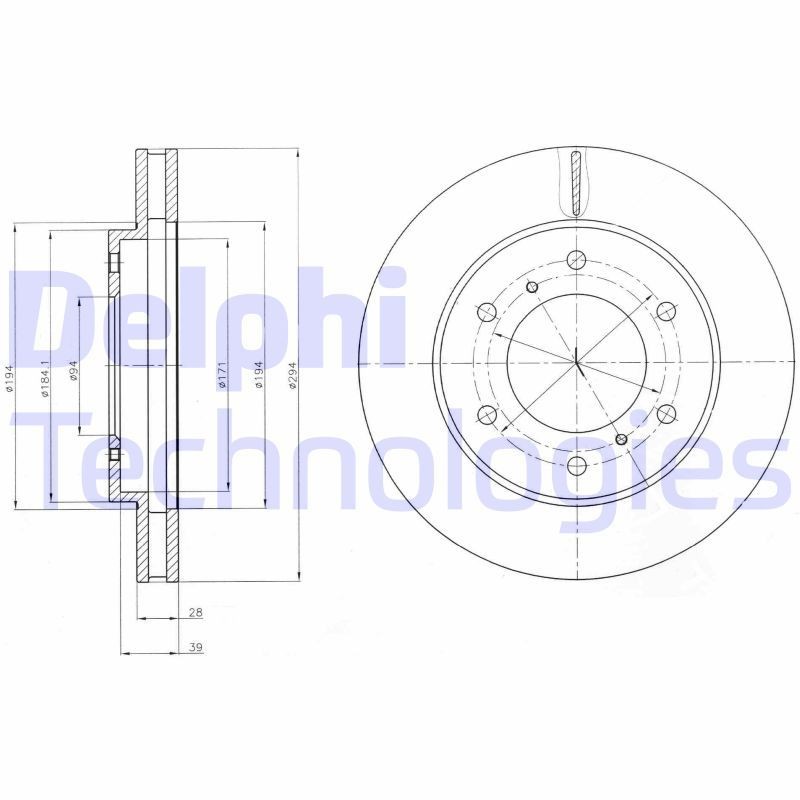 DELPHI BG4257: Féktárcsa Ø: 294mm, Szellőztetett, Ø: 294mm, olajozott