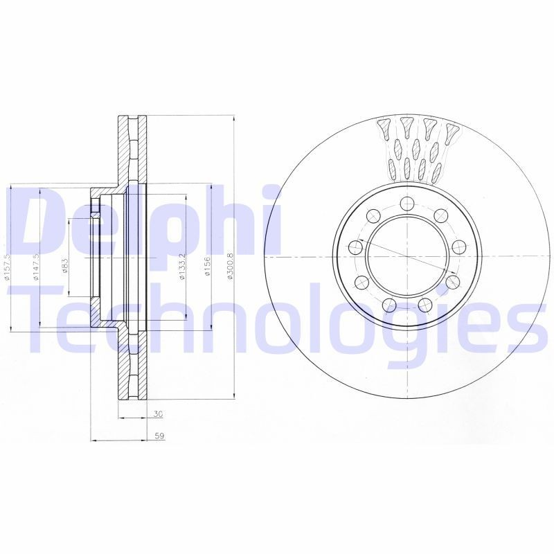 DELPHI BG9062: Bremžu diski Ø: 301mm, ventilējams, Ø: 301mm, ieeļļots