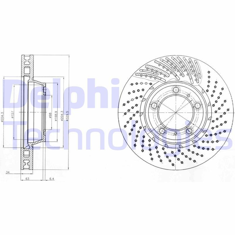 DELPHI BG9094: Piduriketas Ø: 330mm, õhutusega, Ø: 330mm