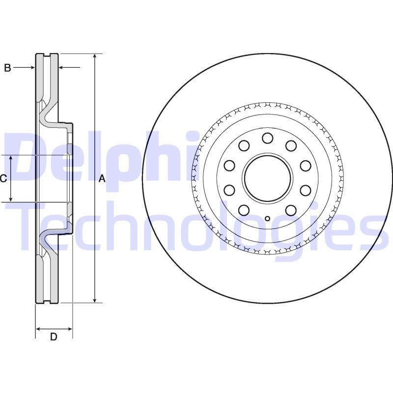 DELPHI BG9952: Piduriketas Ø: 345mm, õhutusega, Ø: 345mm, õlitatud