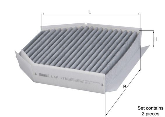 MAHLE ORIGINAL LAK 278/S: Filtrs, Salona telpas gaiss Aktivētās ogles filtrs