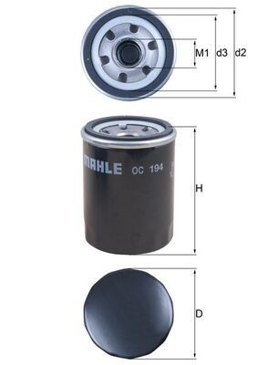 MAHLE ORIGINAL OC 194: Eļļas filtrs ar diviem atgriezējvārstiem