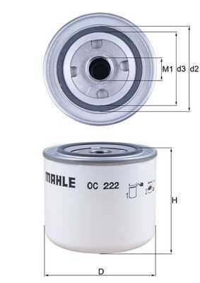 MAHLE ORIGINAL OC 222: Filtro olio con una valvola blocco arretramento