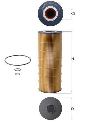 MAHLE ORIGINAL OX 168D: Eļļas filtrs ar blīvēm