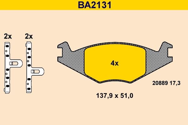 Barum BA2131: Sada brzdových destiček, kotoučová brzda s příslušenstvím