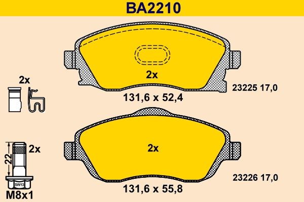 Barum BA2210: Bremžu kluči ar bremžu suportu skrūvēm