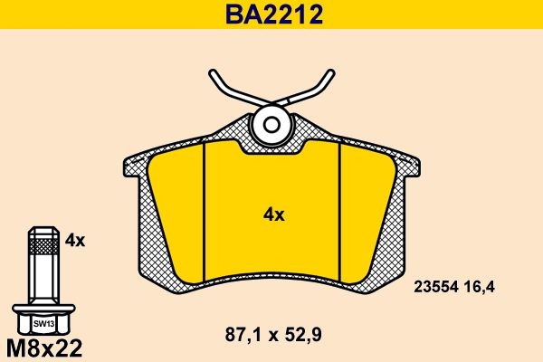 Barum BA2212: Sada brzdových destiček, kotoučová brzda Šrouby třmenů