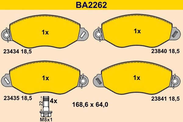 Barum BA2262: Piduriklotsid koos pidurisadula kruvidega