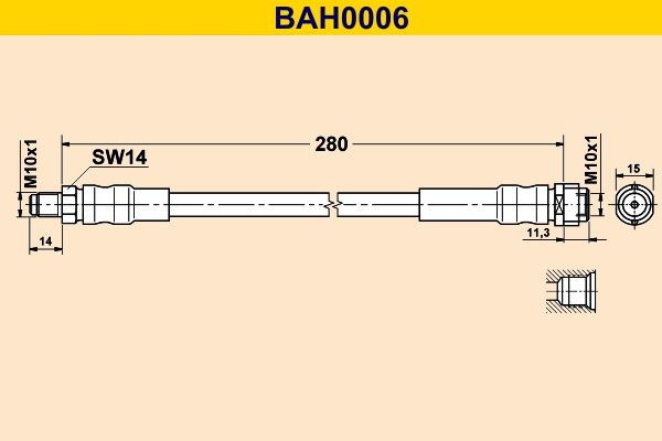 Barum BAH0006: Спирачен маркуч 280mm