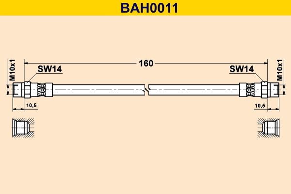 Barum BAH0011: Спирачен маркуч 160mm