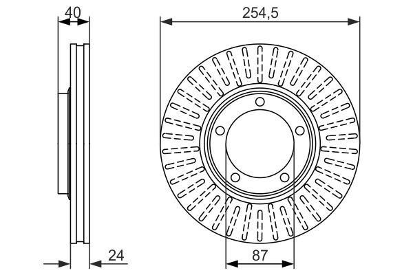 BOSCH 0 986 479 596: Brzdový kotúč Ø: 254mm, vetraný, Ø: 254mm, naolejovaný, bez skrutiek