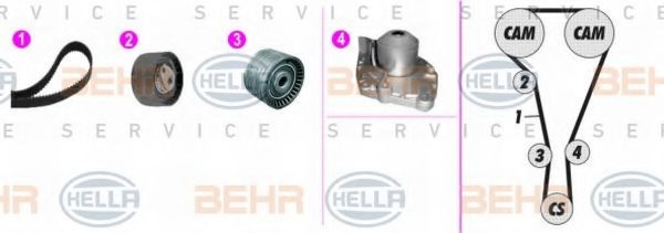 HELLA 8MP 376 816-861: Kit de distribution + pompe à eau HELLA BLACK MAGIC