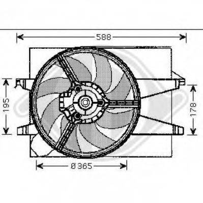 DIEDERICHS 1404101: Ventilátor chladiče 360mm, s nosným rámem