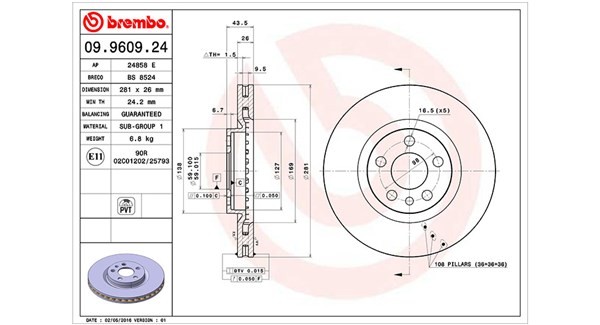 MAGNETI MARELLI 360406087000: Piduriketas Ø: 281mm, sisemise õhutusega ventilatsioon tilgakujuliste labadega, Ø: 281mm